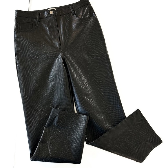 Wilfred Aritzia Melina High Rise Black Faux Leather Straight Pants Womens 10 - Picture 2 of 7